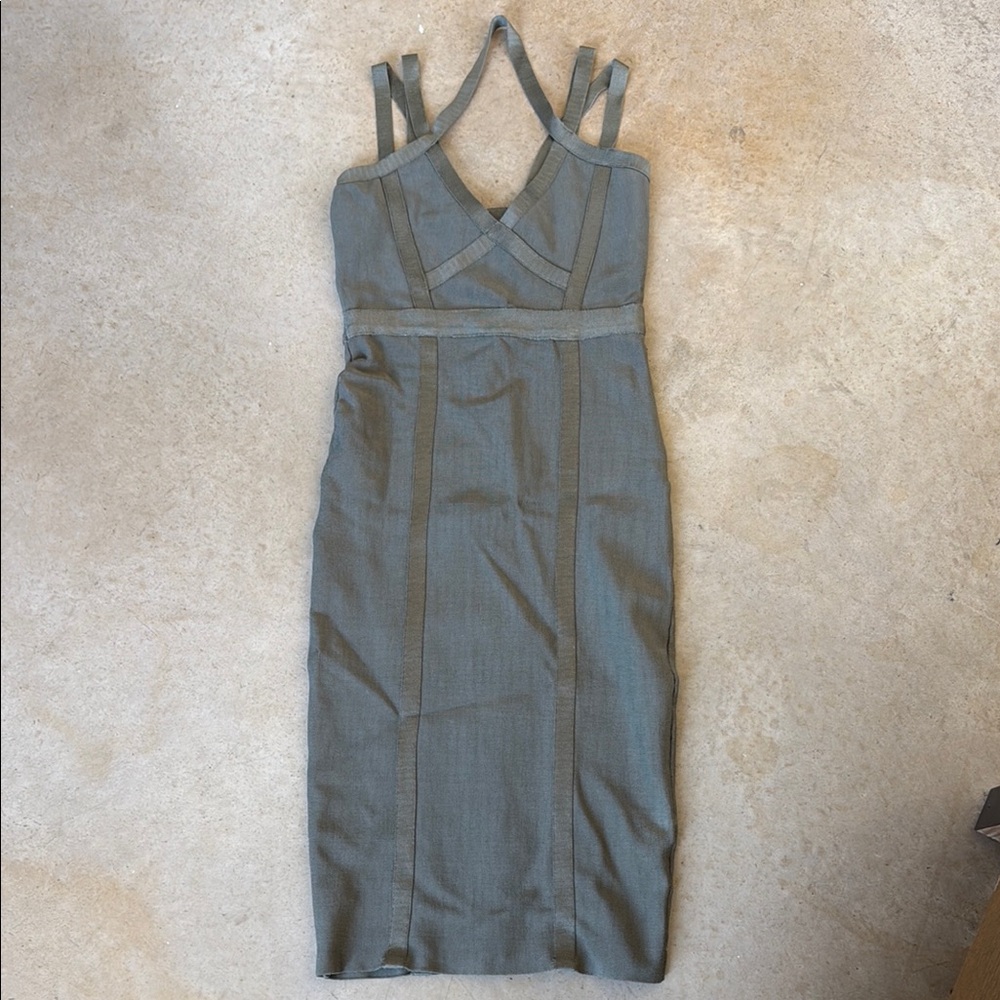 Elegant Olive Green Halter Bodycon Dress